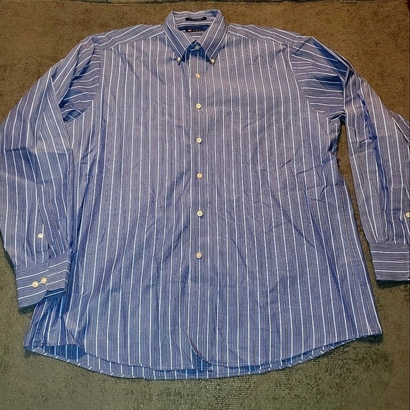 CHAPS Blue long sleeve striped buttondown Large - Picture 1 of 4